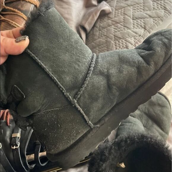 UGG Womens Black Mini Bailey Bow corduroy Boots 9 - Picture 9 of 10